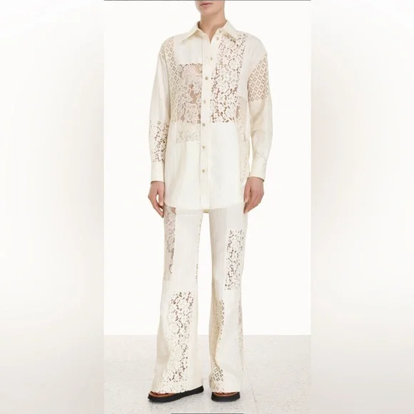 NWT $695 Zimmerman LUMINOSITY PATCH LACE PANT SIZE: AU 2, US 6-8
COLOUR: CREAM - Picture 8 of 14